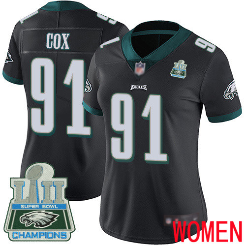 Women Philadelphia Eagles #91 Fletcher Cox Black Alternate Vapor Untouchable NFL Jersey Limited Player Super Bowl 100th